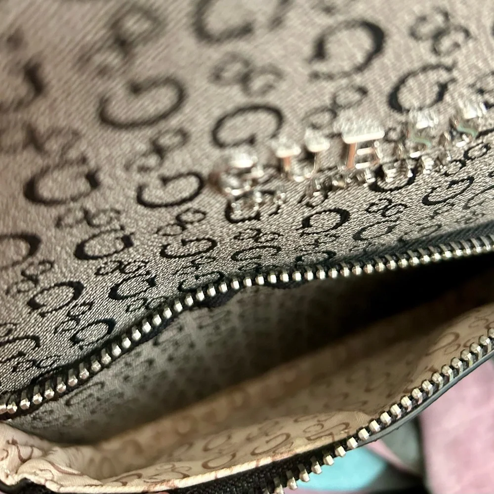 GUESS Black & Gray Monogram Backpack – Logo Print – Medium Size - Picture 4 of 4